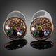 Round Chocolate Crystal Stud Earrings