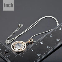 Pendant detail on KHAISTA round circle crystal pendant necklace