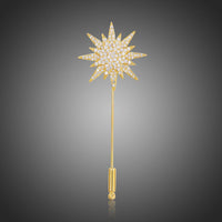 Khaista clear cubic zirconia botanical plant brooch on white background