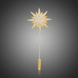 Round Clear Cubic Zirconia Plant Brooch Pin - KHAISTA Fashion Jewellery