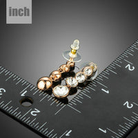 round crystal chain drop earrings detail view by KHAISTA