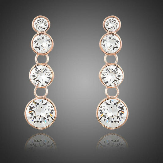 khaista round crystal chain drop earrings mje0213 image 1