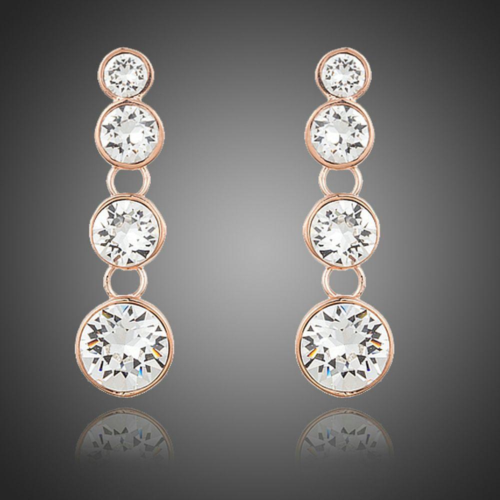Round Crystal Chain Drop Earrings - KHAISTA Fashion Jewellery