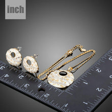Load image into Gallery viewer, Round Crystal Clip Earrings + Pendant Set - KHAISTA Fashion Jewellery
