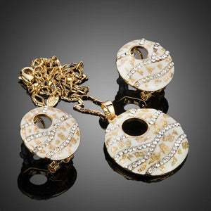 Round Crystal Clip Earrings + Pendant Set - KHAISTA Fashion Jewellery