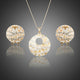 Round Crystal Clip Earrings and Pendant Set