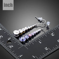round crystal drop earrings detail view by KHAISTA