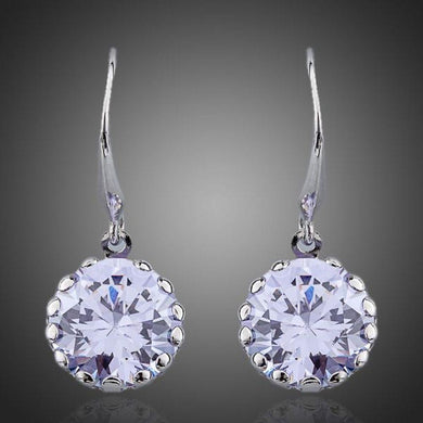 Round Cubic Zirconia Drop Earrings - KHAISTA Fashion Jewellery