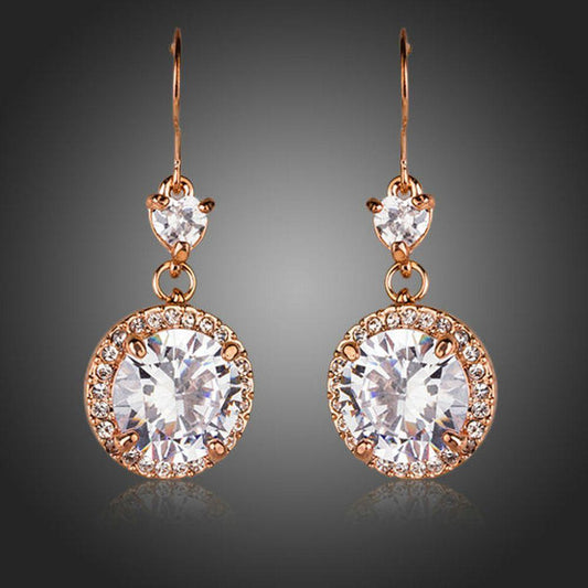 khaista round cubic zirconia fashion drop earrings mje0145 image 1