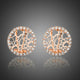 Round CZ Hearts Clip Earrings