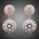 Round CZ and Rhinestone Drop Earrings