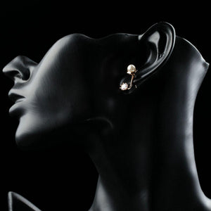 Round Cubic Zirconia Simulated Pearl Stud Earrings -KPE0302 - KHAISTA Fashion Jewellery