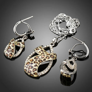 Round CZ Cystal Leopard Pattern Jewelry Set - KHAISTA Fashion Jewellery