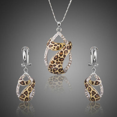 Round CZ Cystal Leopard Pattern Jewelry Set - KHAISTA Fashion Jewellery