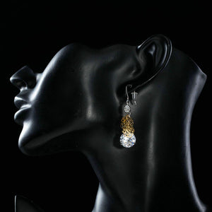 Round Dangling Cubic Zirconia Drop Earrings - KHAISTA Fashion Jewellery