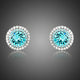 Round Deep Sea Crystal Stud Earrings