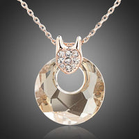 KHAISTA round link chain crystal necklace on white background