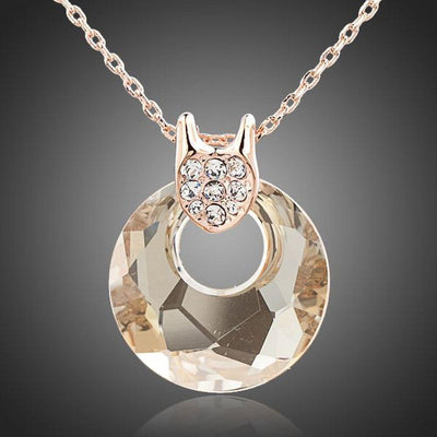 Round Link Chain Crystal Necklace