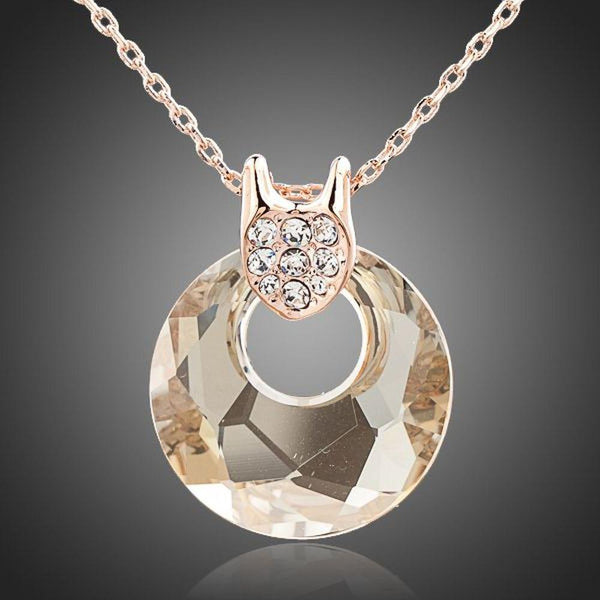 KHAISTA round link chain crystal necklace on white background