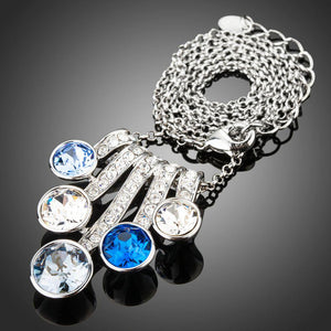 Round Multicolor Austrian Crystals Link Chain Pendant Necklace KPN0207 - KHAISTA Fashion Jewellery