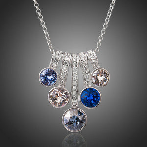 Round Multicolor Austrian Crystals Link Chain Pendant Necklace KPN0207 - KHAISTA Fashion Jewellery