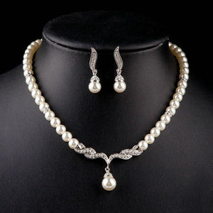 Round Pearl Strand Earrings and Necklace Jewelry Set - KHAISTA Fashion Jewellery