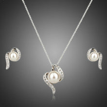 Load image into Gallery viewer, Round Pearl Stud Earrings and Necklace Set - KHAISTA Fashion Jewellery
