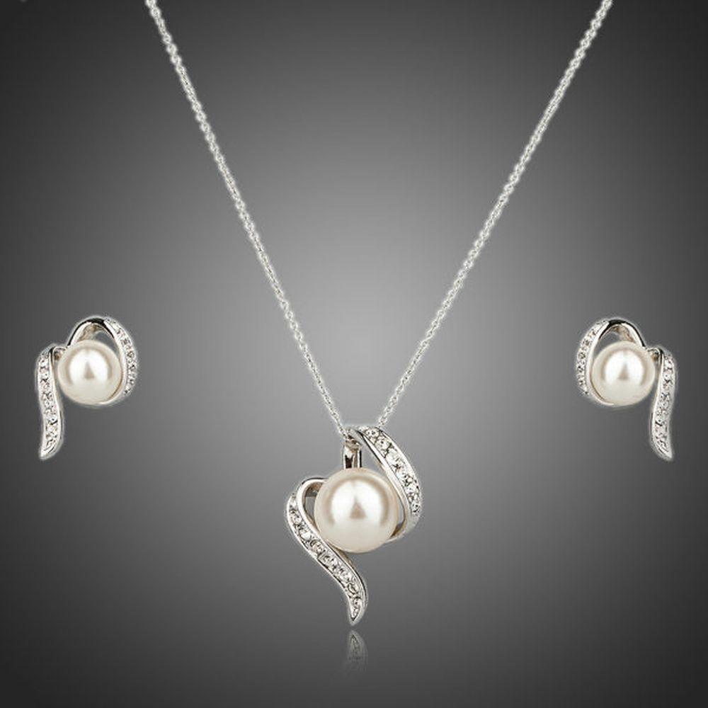 Round Pearl Stud Earrings and Necklace Set - KHAISTA Fashion Jewellery