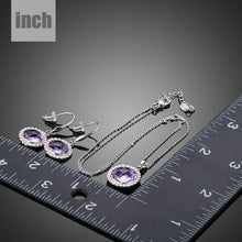 Load image into Gallery viewer, Round Purple Crystal Drop Earrings and Pendant Necklace Set-khaista-MJJ0185-3
