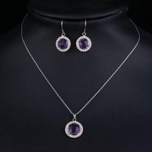 Load image into Gallery viewer, Round Purple Crystal Drop Earrings and Pendant Necklace Set-khaista-MJJ0185-4

