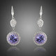 Round Purple Cubic Zirconia Drop Earrings