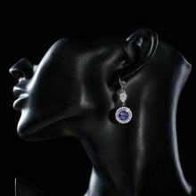 Load image into Gallery viewer, Round Purple Cubic Zirconia Drop Earrings - KHAISTA Fashion Jewellery
