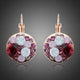 Deep Red Round Crystal Clip Earrings