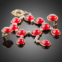 Close-up of round red crystals on Khaista set