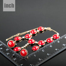 Load image into Gallery viewer, Round Red Earrings and Necklace Jewelry Set - KHAISTA Fashion Jewellery
