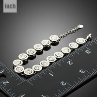 round rhinestone chain link bracelet detail view by KHAISTA