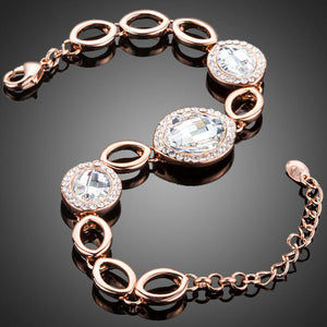 Round Rhinestone Link Chain Crystal Bracelet - KHAISTA Fashion Jewellery