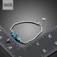 sea blue round crystal stud bracelet detail view by KHAISTA
