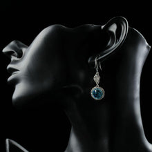 Load image into Gallery viewer, Round SeaBlue Hook Drop Earrings - KHAISTA Fashion Jewellery
