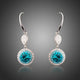 Round Sea Blue Crystal Hook Drop Earrings