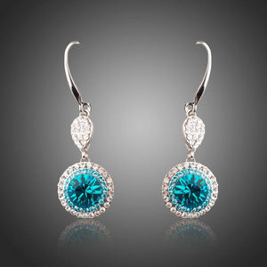 Round SeaBlue Hook Drop Earrings - KHAISTA Fashion Jewellery