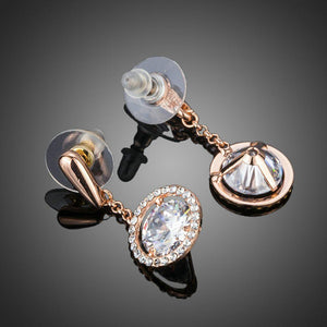 Round Shaped Cubic Zirconia Drop Earrings - KHAISTA Fashion Jewellery