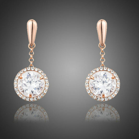 khaista round shaped cubic zirconia drop earrings mje0238 image 1