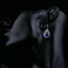 Load image into Gallery viewer, Royal Blue Cubic Zirconia Drop Earrings - KHAISTA Fashion Jewellery
