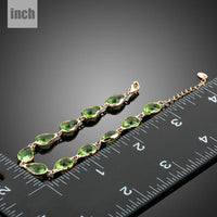 royal green pear cut crystal bracelet detail view by KHAISTA