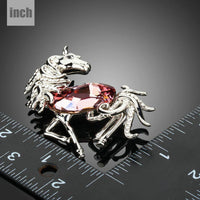 Racehorse design detail on Khaista crystal brooch