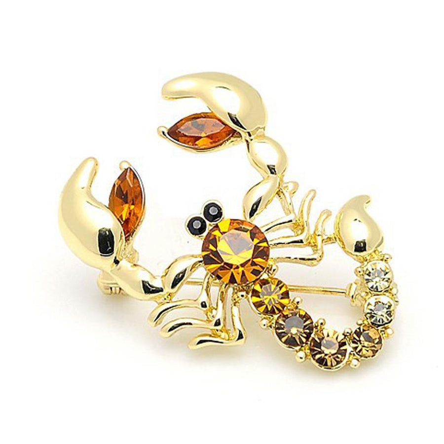 Khaista crystal scorpion statement brooch on white background