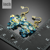 sea blue crystal drop earrings detail view by KHAISTA