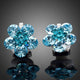 Sea Blue Crystal Flower Stud Earrings