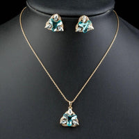 Side angle view of Khaista sea blue crystal set